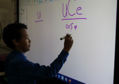 Student Writing on the Smartboard